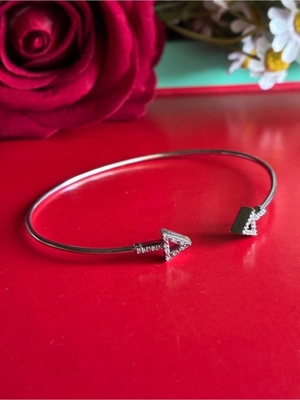 925 Sterling Silver Arrow Open Bangle Bracelet - Silver 7”